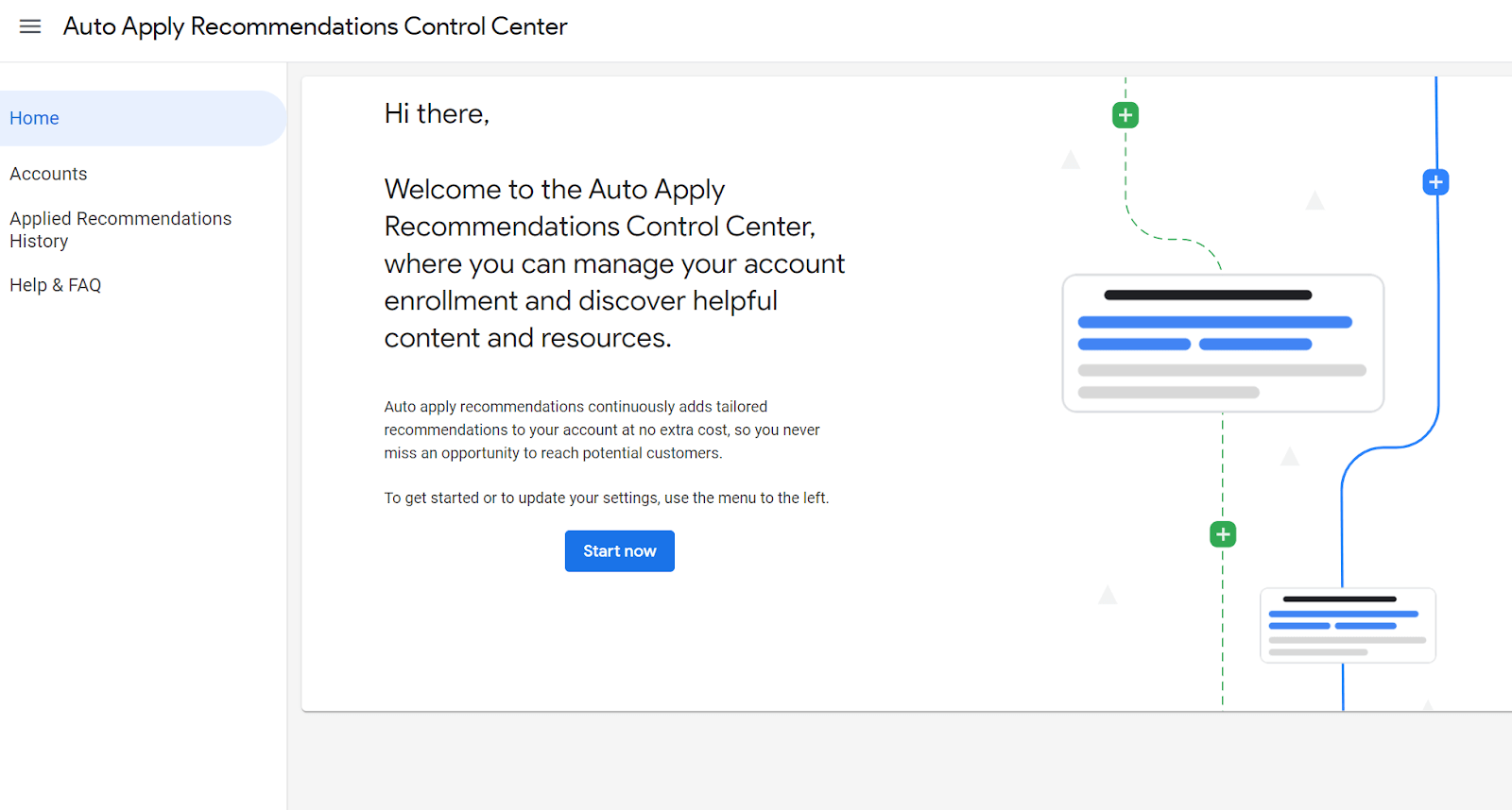 Screenshot of Auto Apply Recommendations Control Center