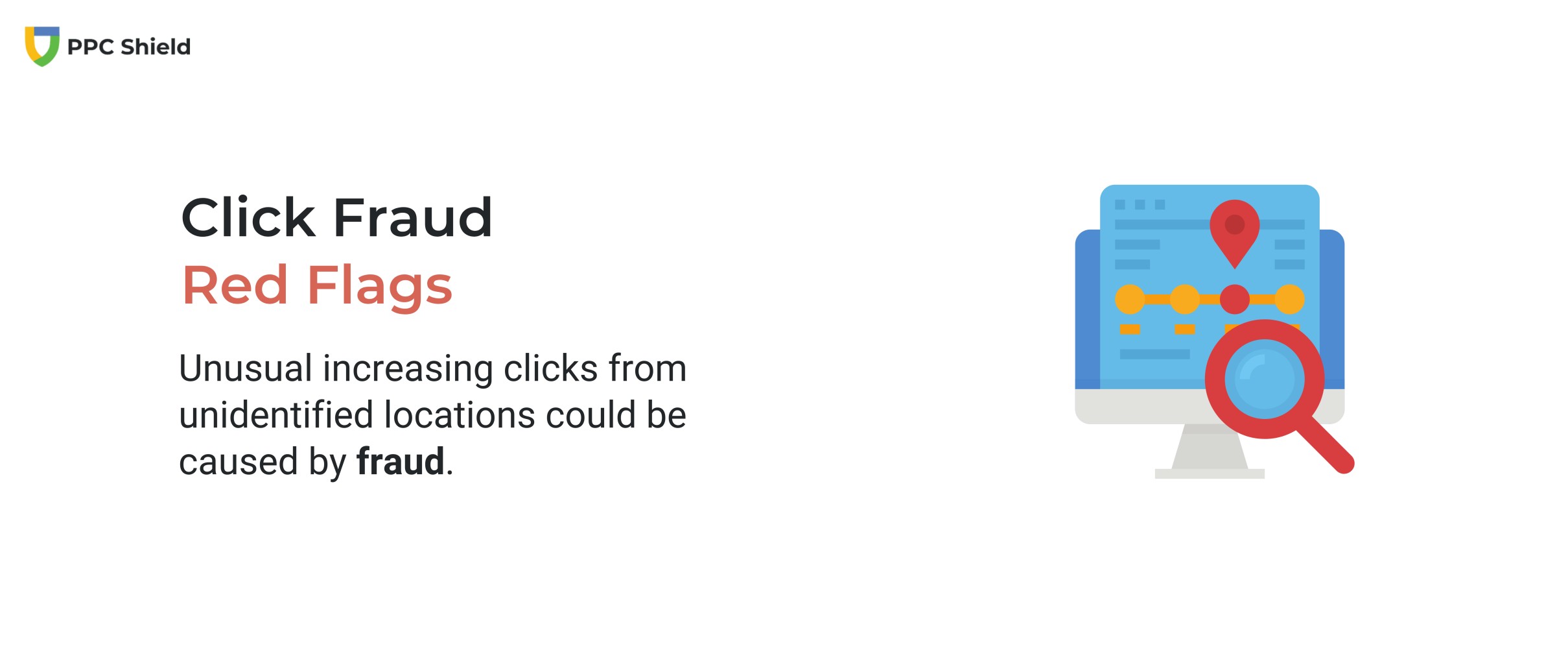 Computer with magnifying glass